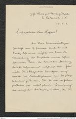 Nachlass Franz Steindachner, Brief von Camillo Karl Schneider an Franz Steindachner (10.01.1908), Inv.Nr. 460.01, Seite 1